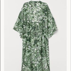 NWOT H&M tropical palm sheer maxi beach kimono, size M/L